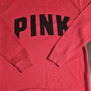 PINK Victoria's Secret Hot Pink Crewneck Sweatshirt with Black Logo
